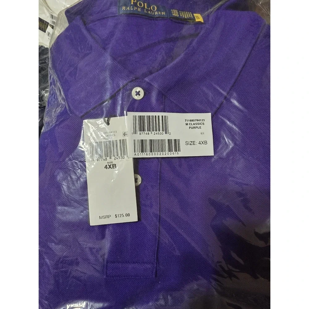 Polo Ralph Lauren Cotton Polo Shirt Men's Big & Tall 4XB Purple w/ Green NWT